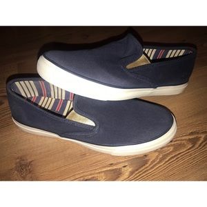 Navy blue Sperry slip ons